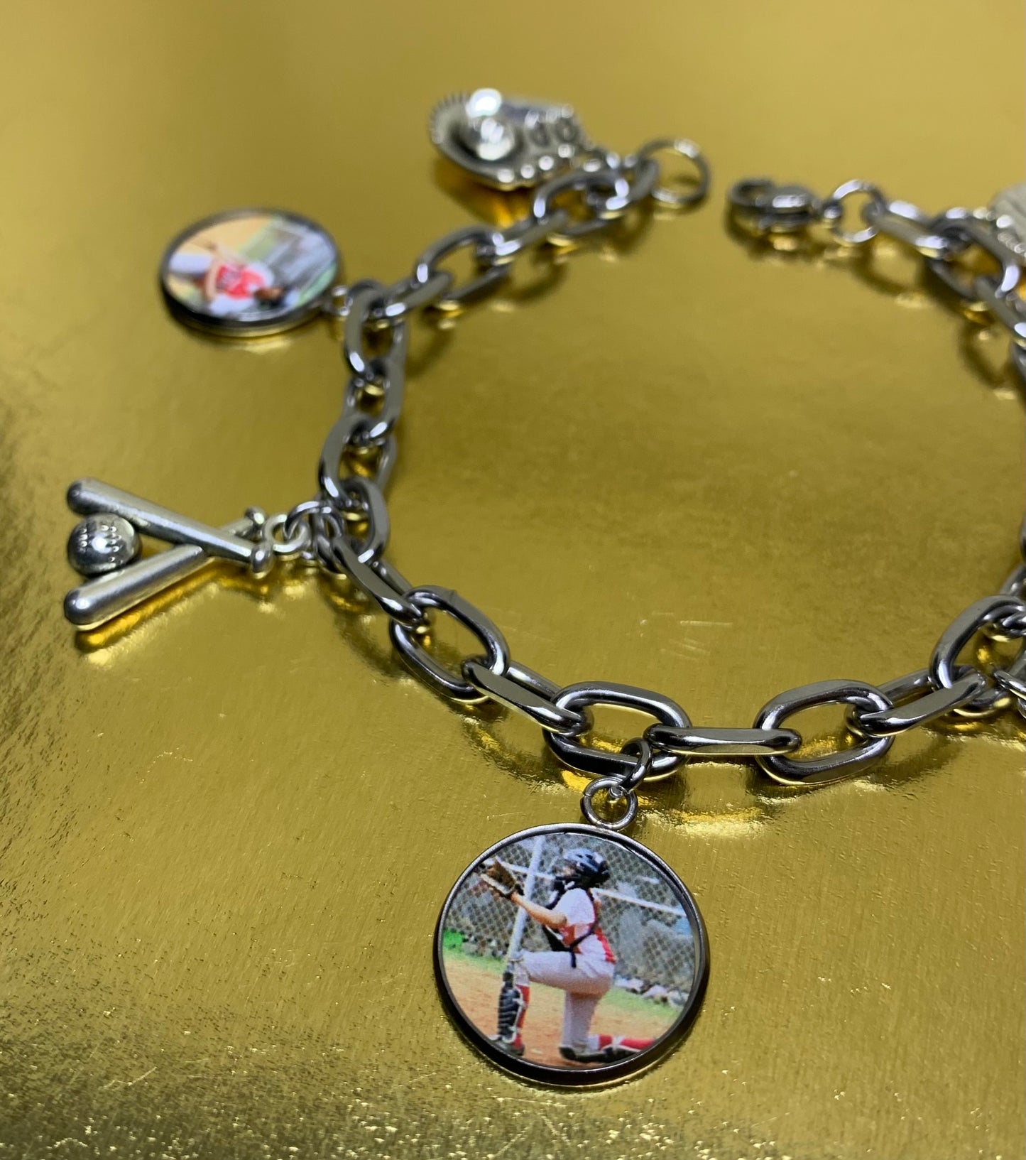 Softball/Baseball photo charm bracelet