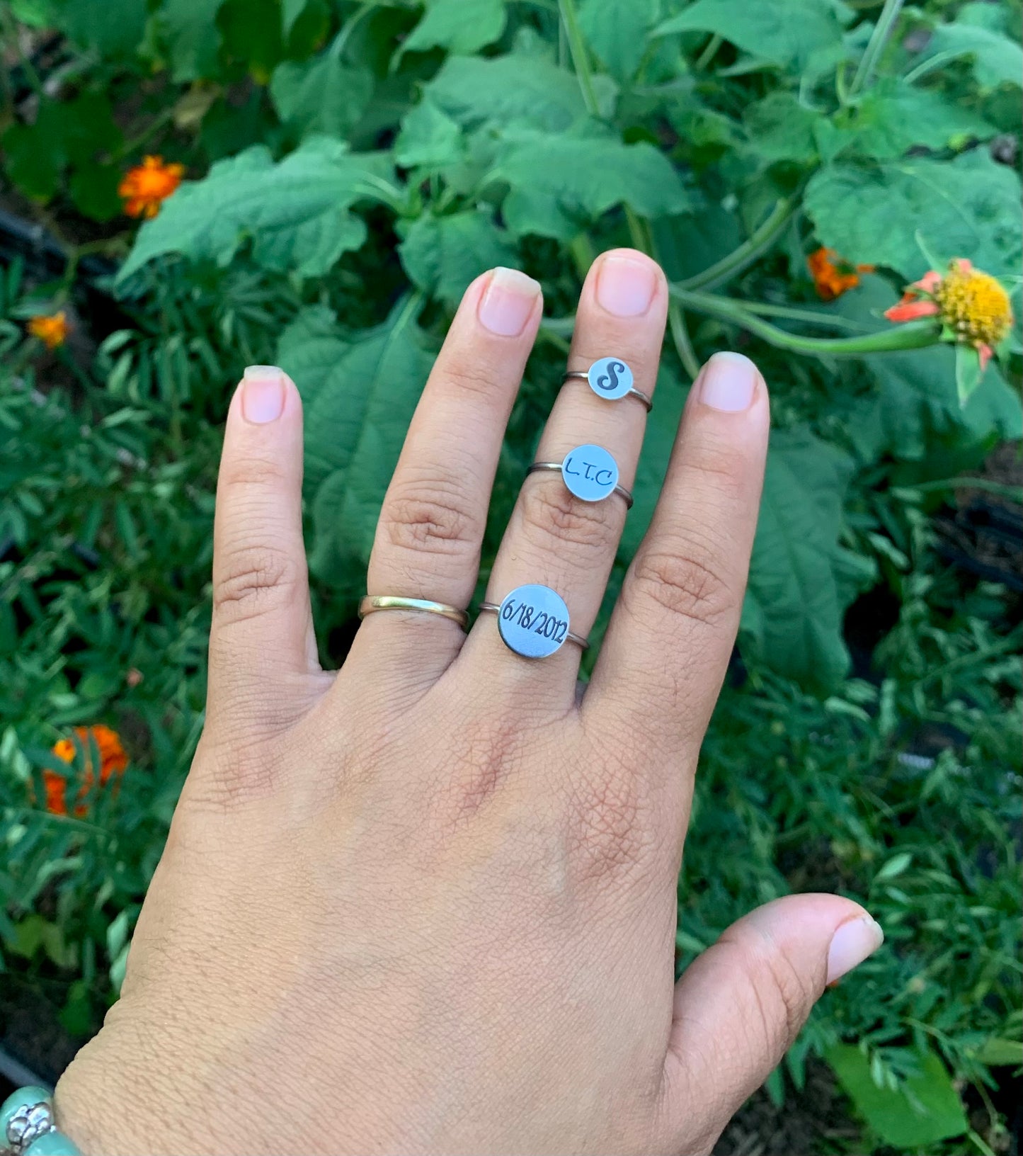 Engraved stainless steel ring