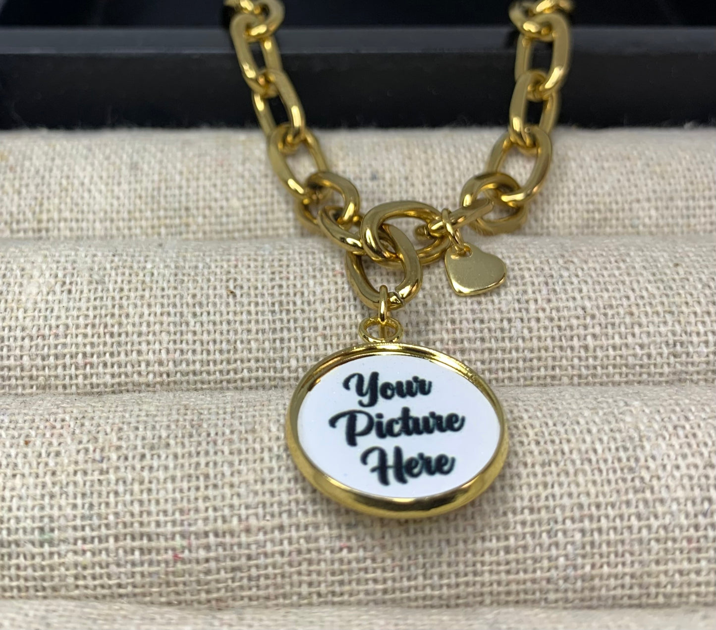 Mini heart & photo charm bracelet