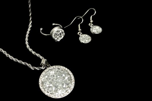 Silver Glitter Jewelry Set