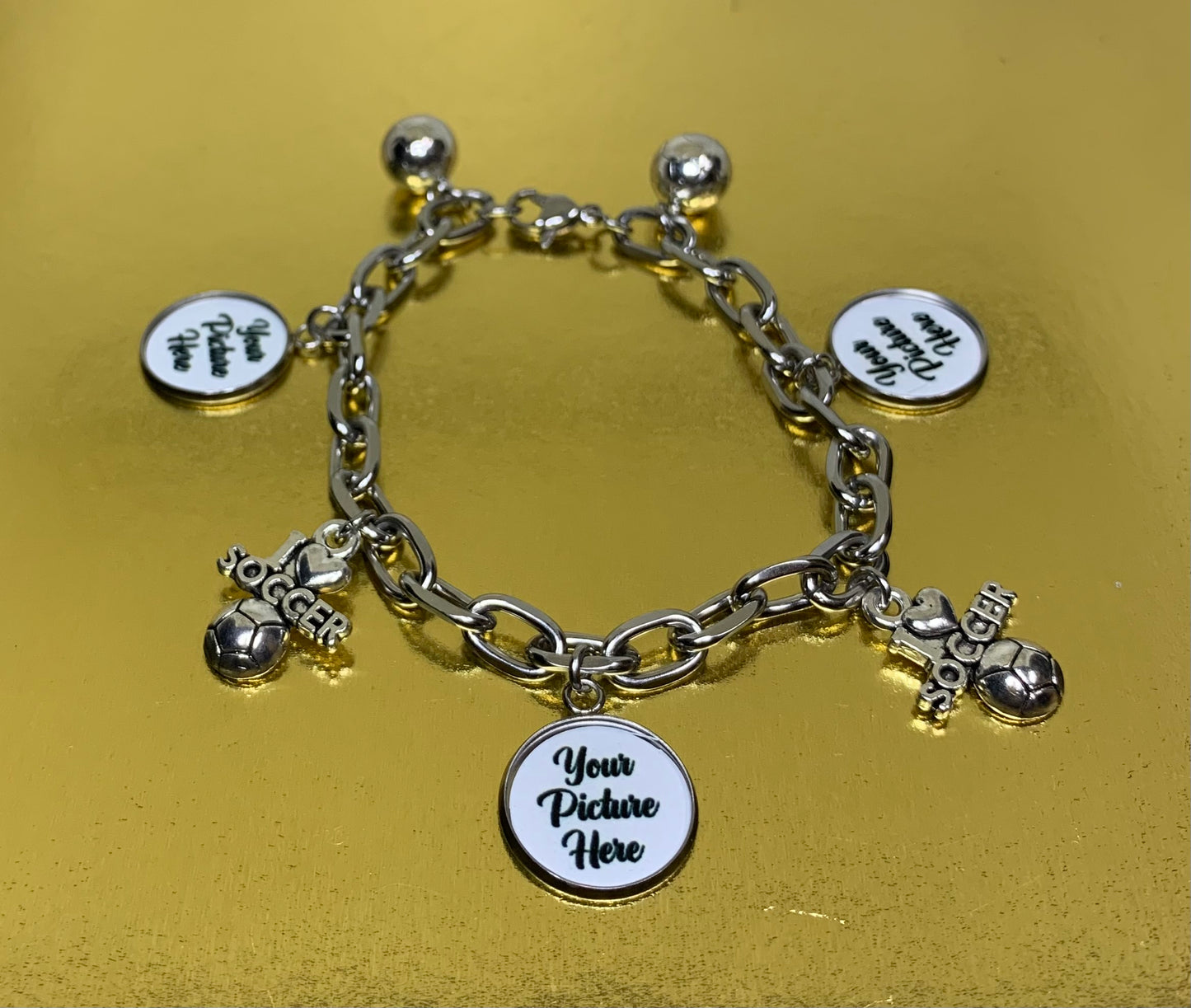 Soccer photo charm bracelet