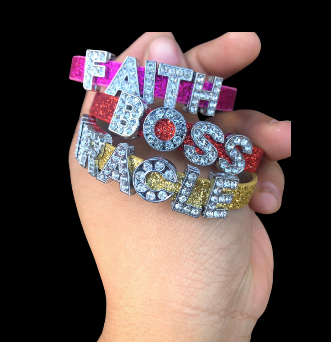 Rhinestone Letter Charm Bracelet