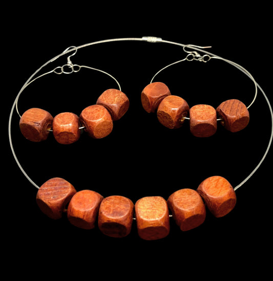 Wood earrings & necklace set