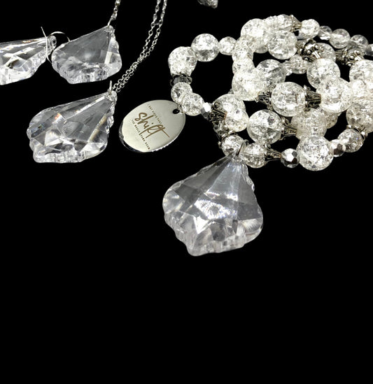 Clear marble jewelry set