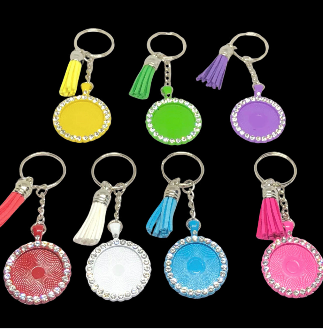 Rhinestone circle keychain (keychain & glass only)