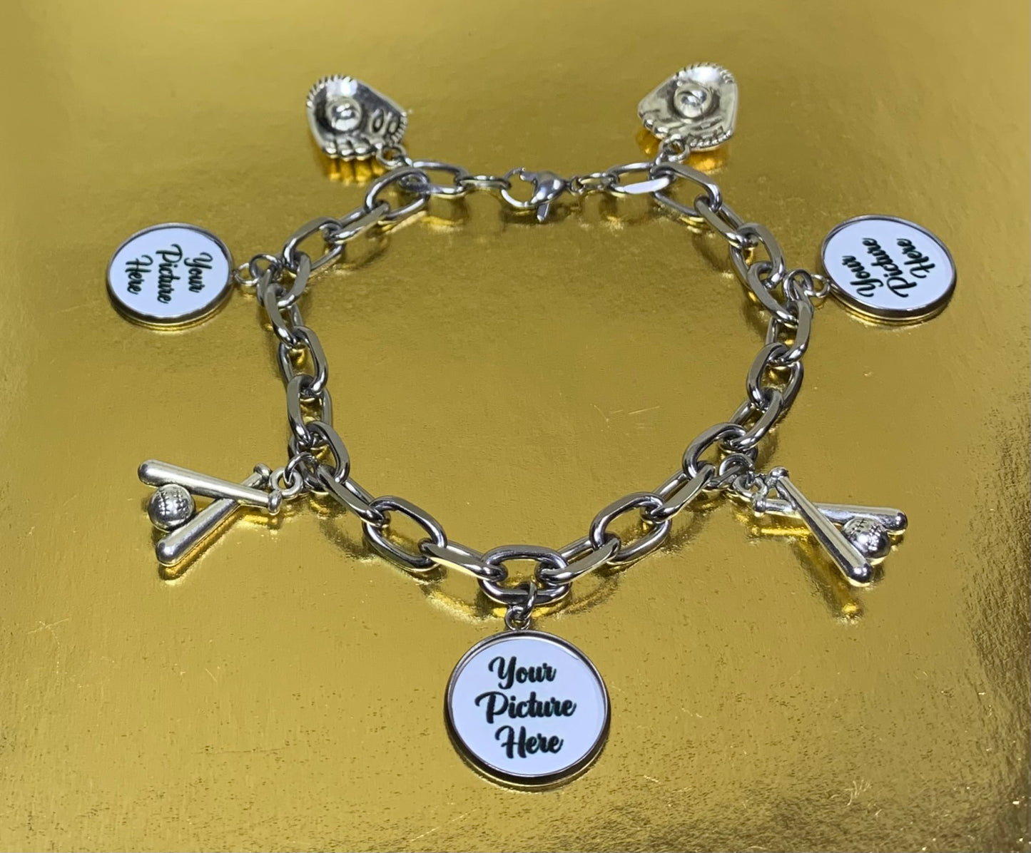 Softball/Baseball photo charm bracelet