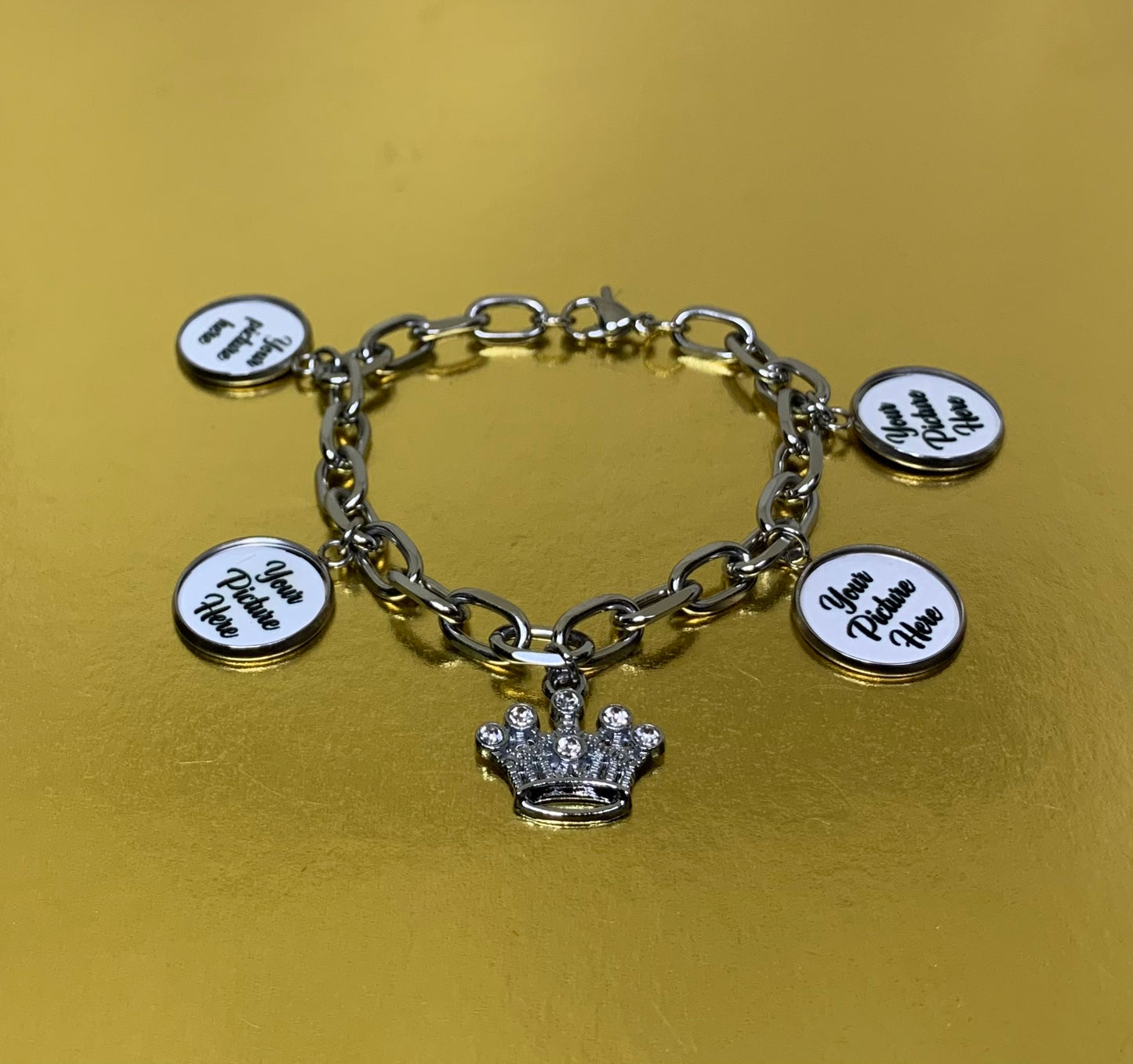 Crown photo charm bracelet