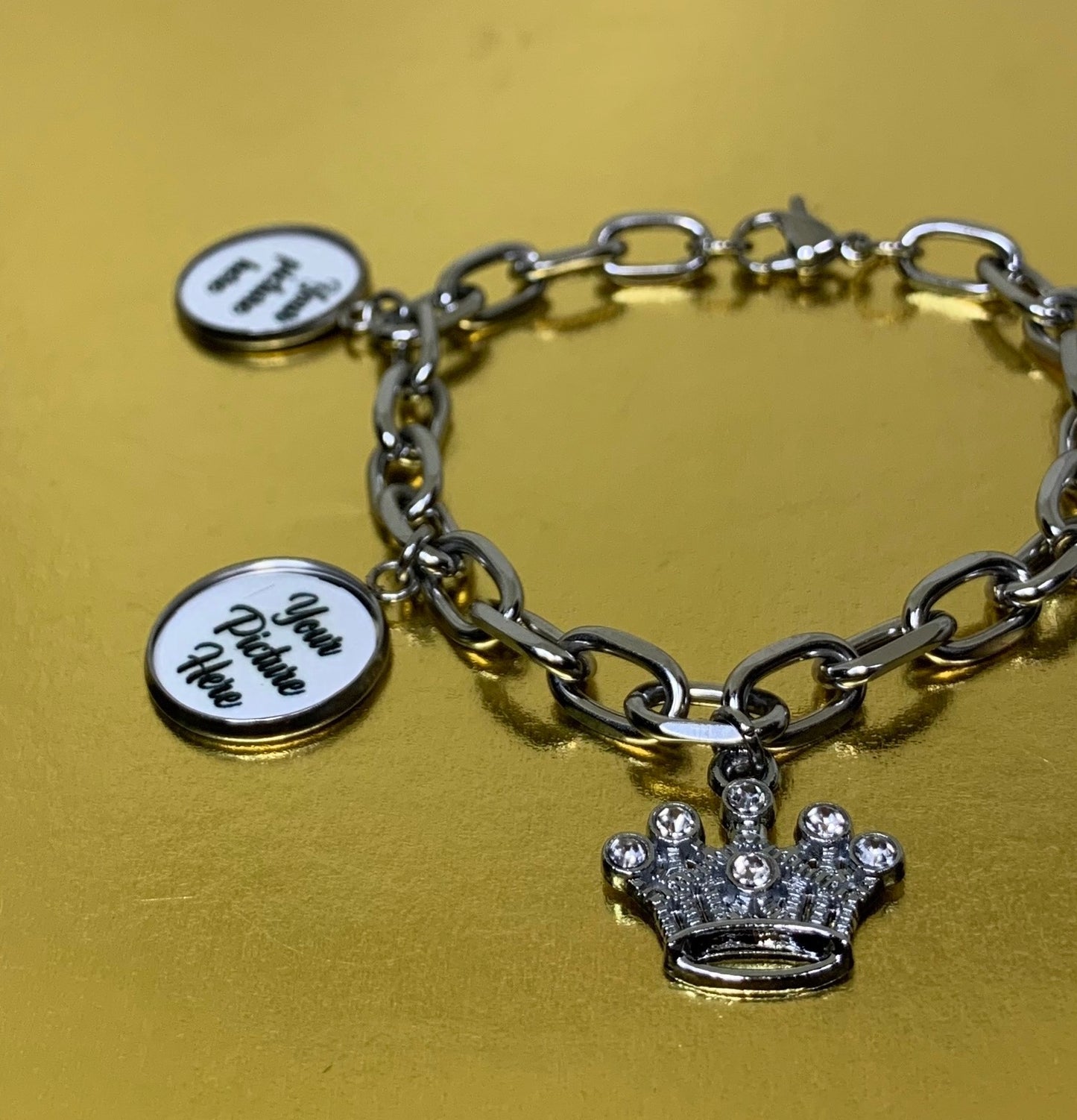 Crown photo charm bracelet