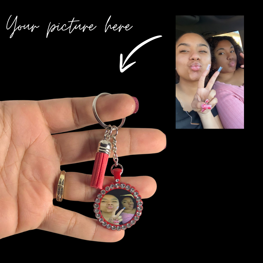 Customized rhinestone & tassel keychain