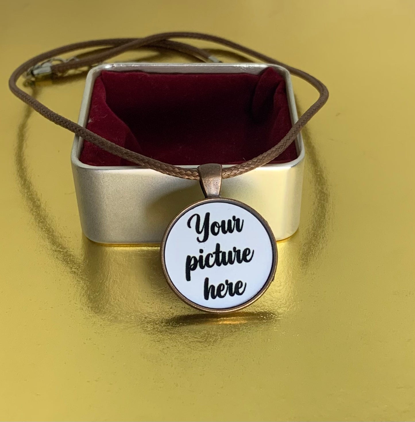 Faux suede cord necklace and photo bezel