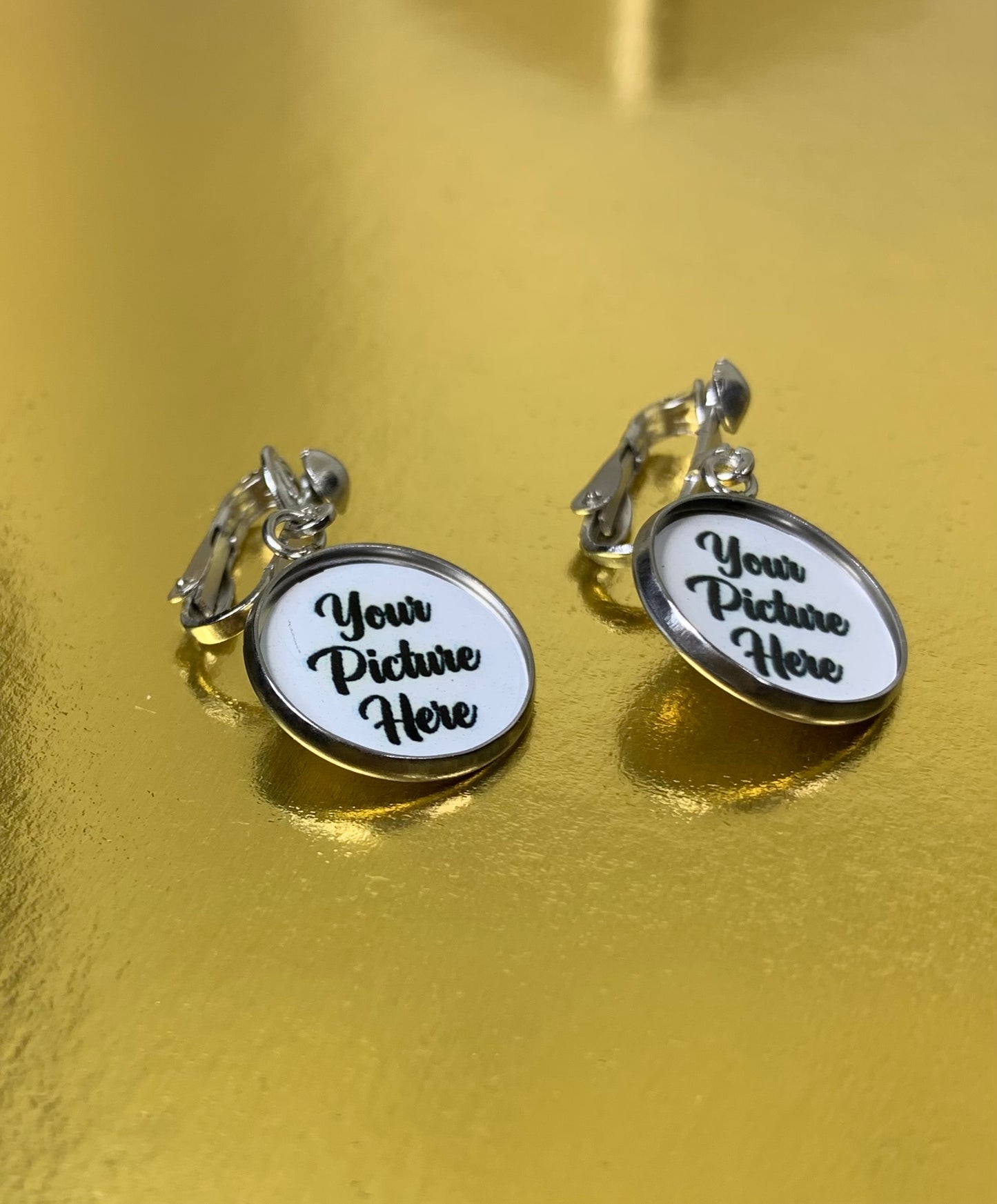 Photo clip on earrings