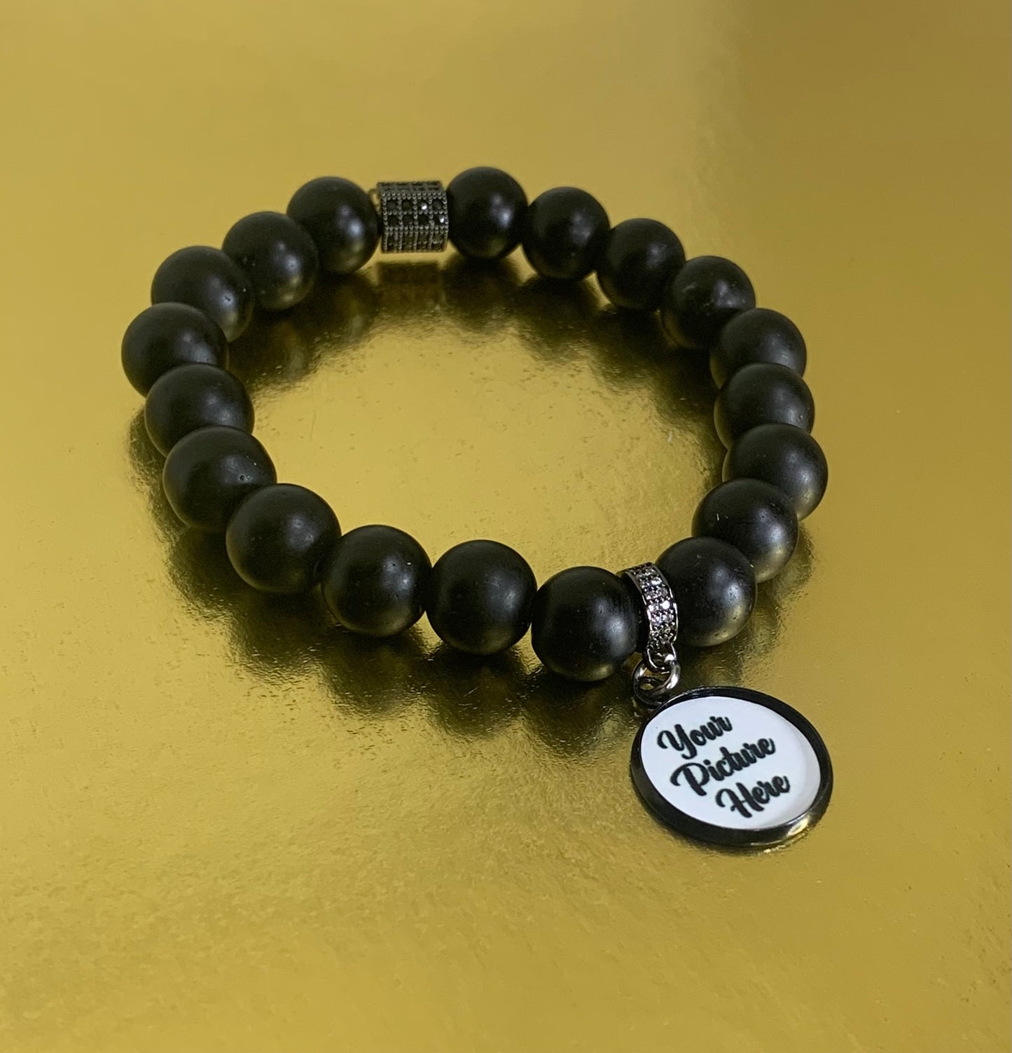 Black unisex photo bracelet