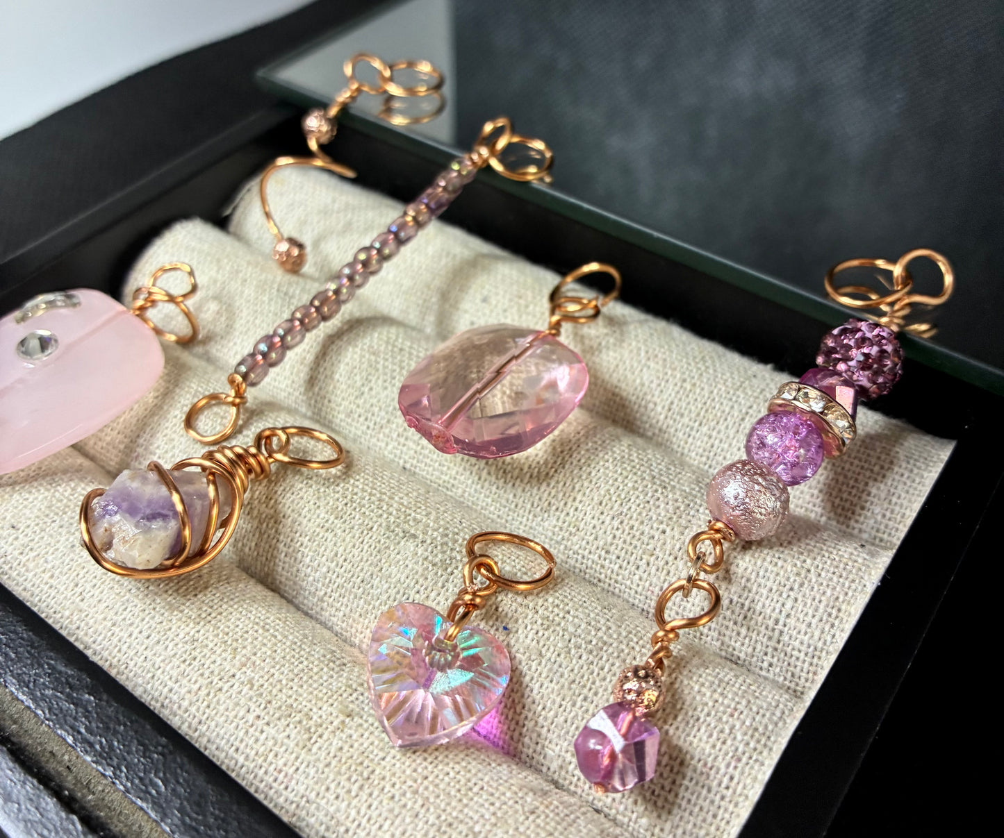 Pink & copper hair charms