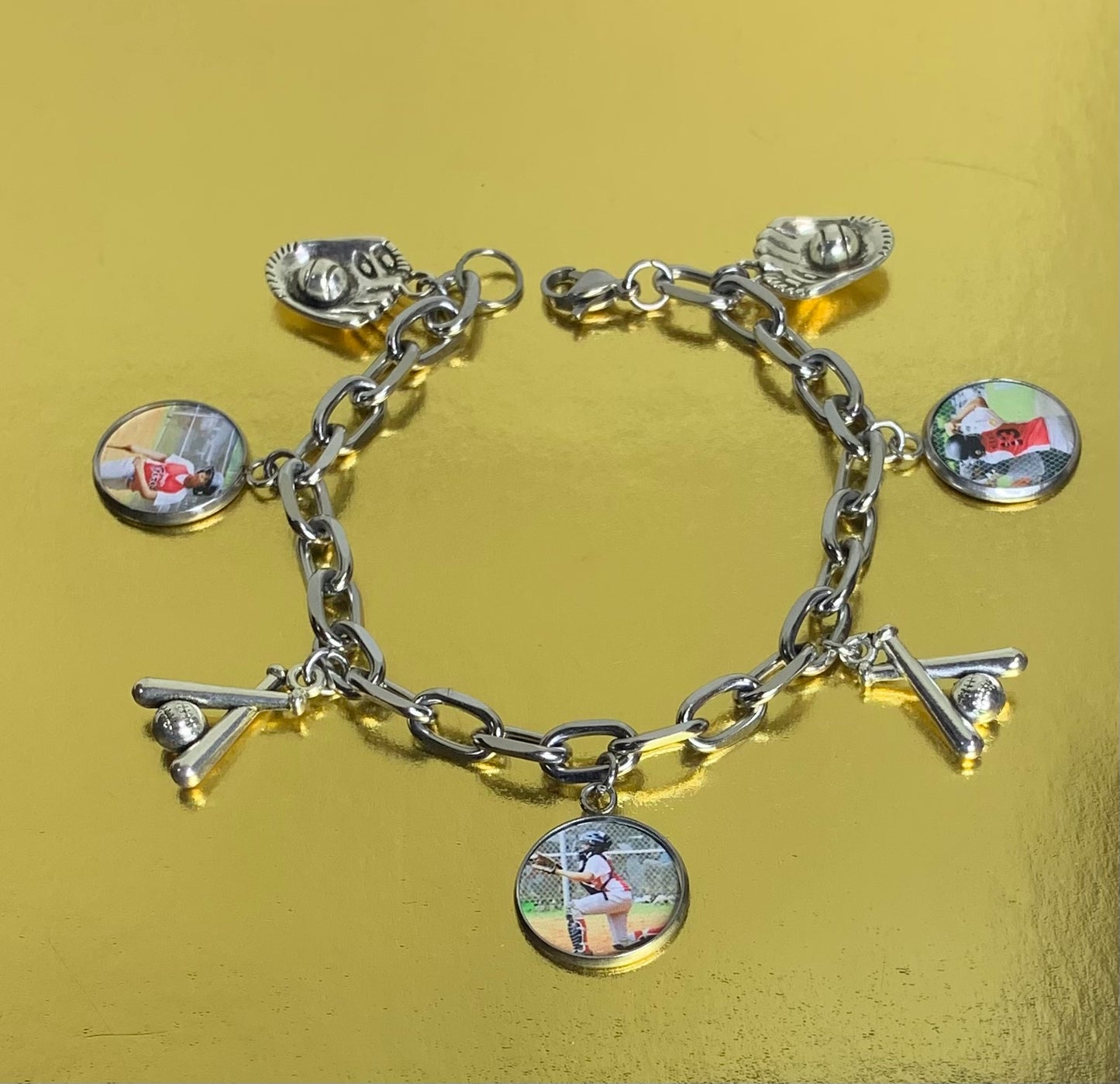 Softball/Baseball photo charm bracelet
