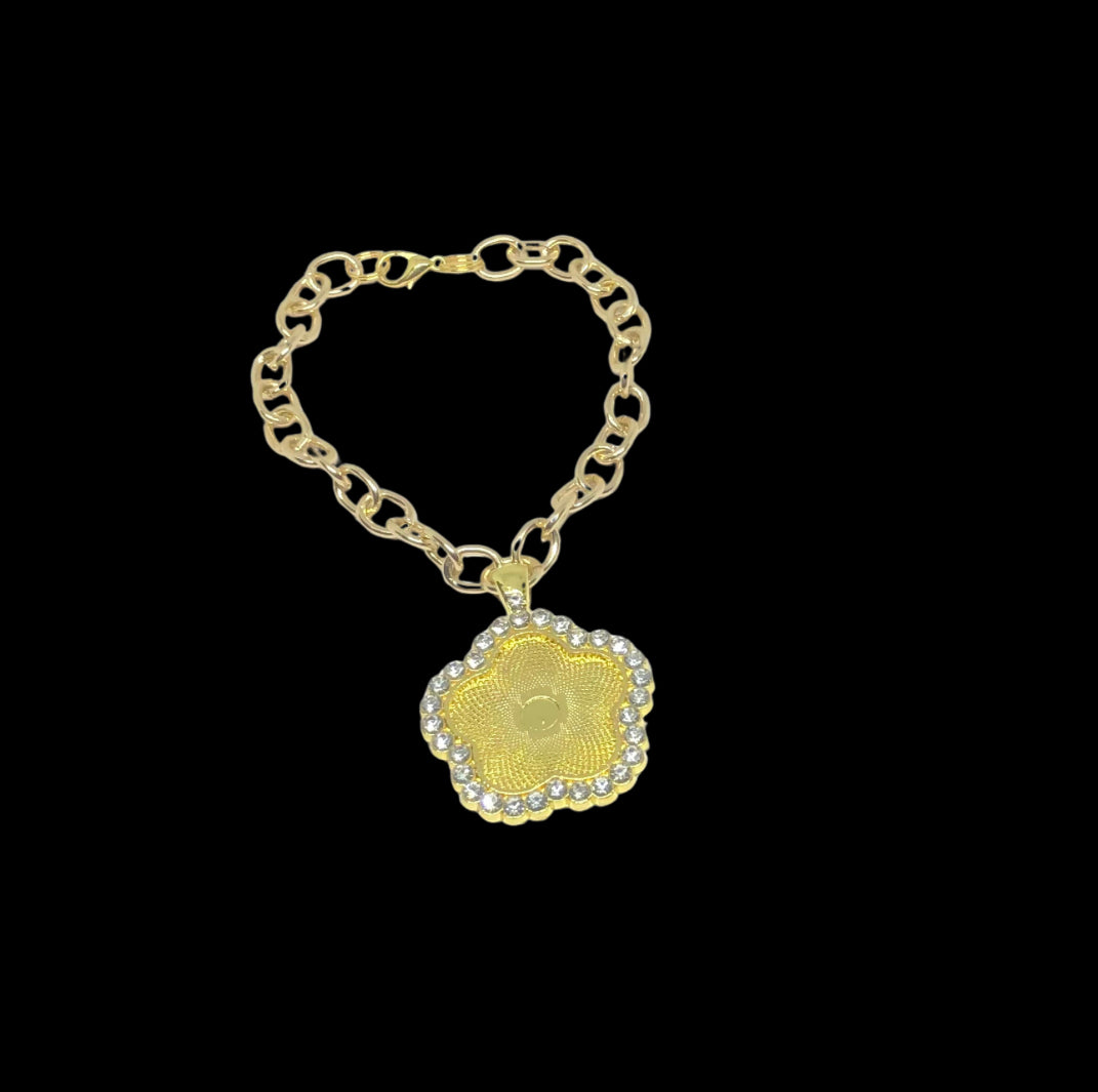 Rhinestone photo charm bracelet (chain)