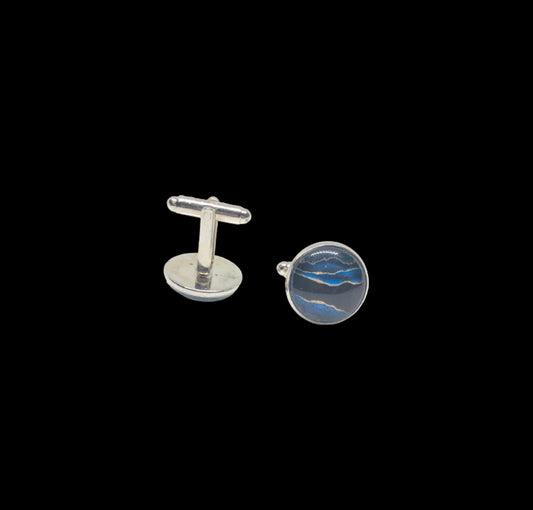 Blue & black marble abstract cuff links