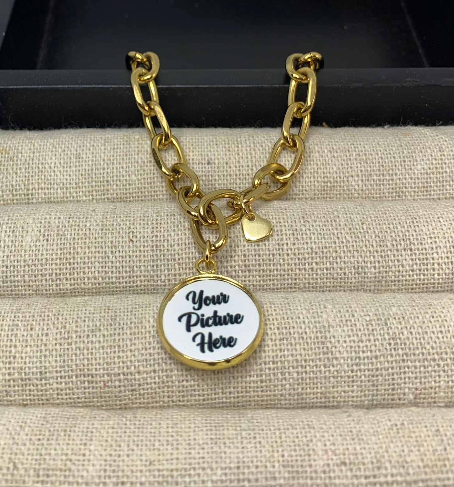 Mini heart & photo charm bracelet