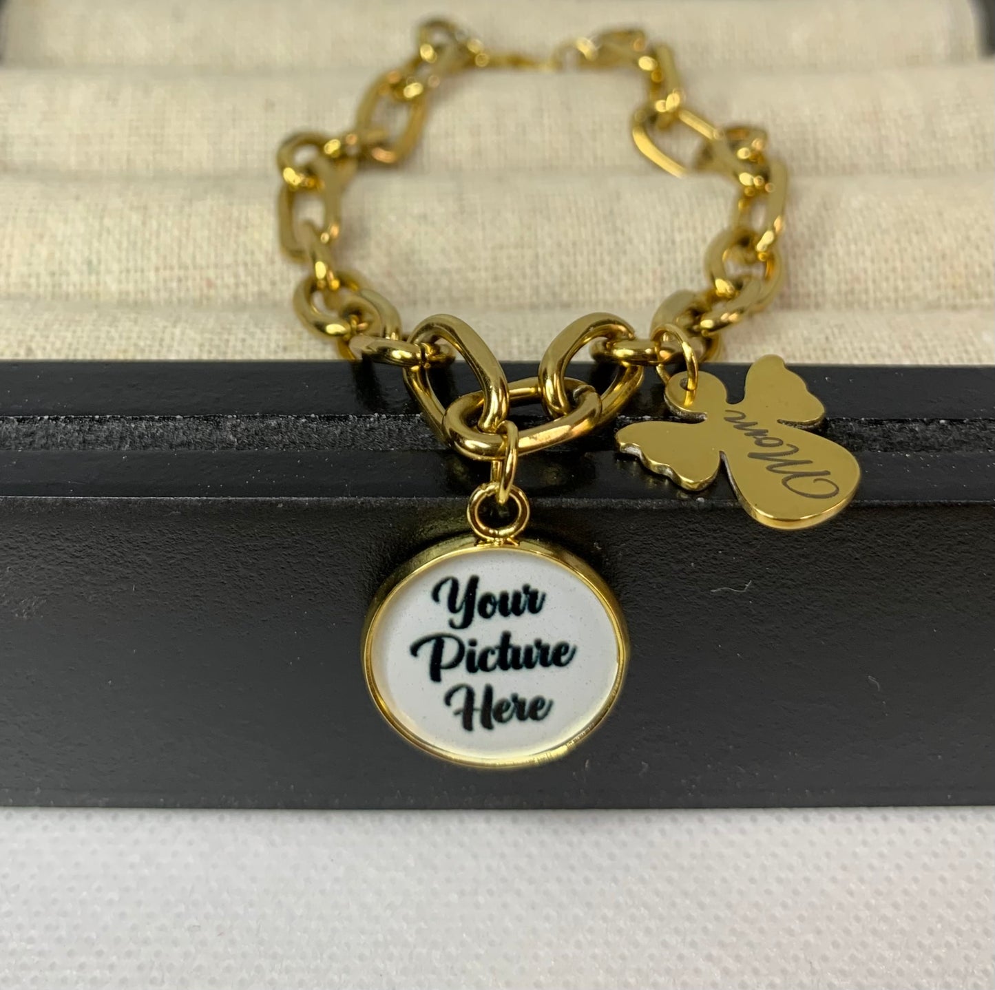 Mom angel photo charm bracelet
