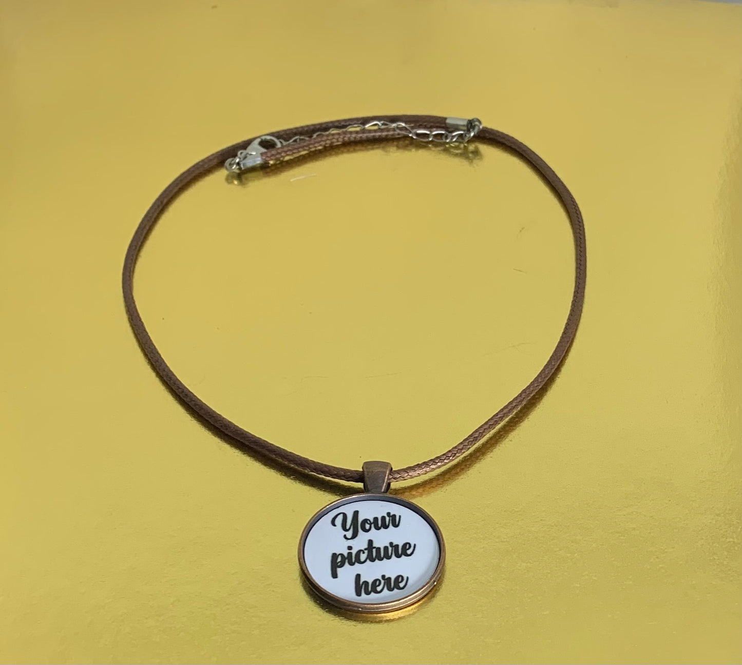 Faux suede cord necklace and photo bezel