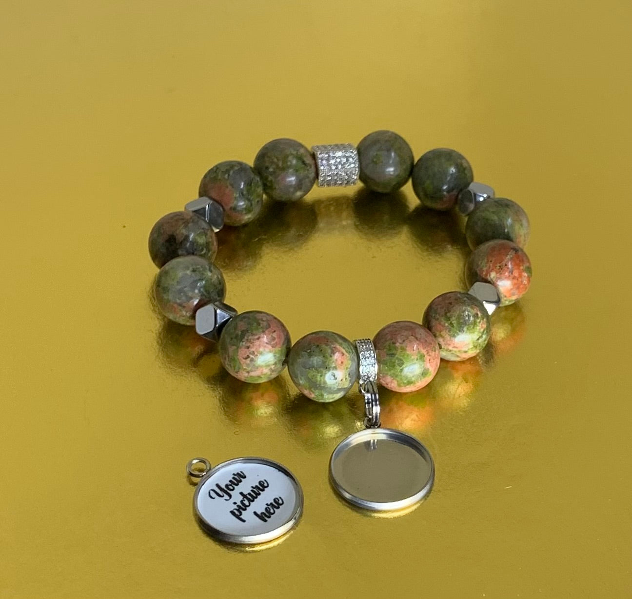 Gemstone beaded photo bracelet