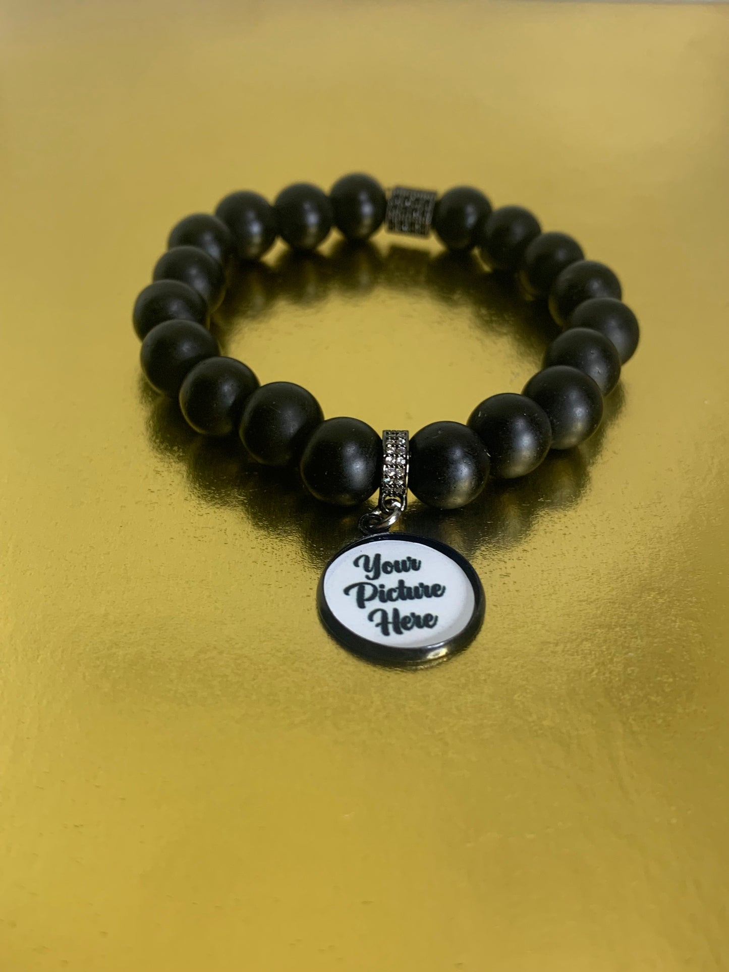 Black unisex photo bracelet