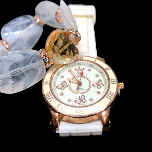White & Rose Gold Watch Set