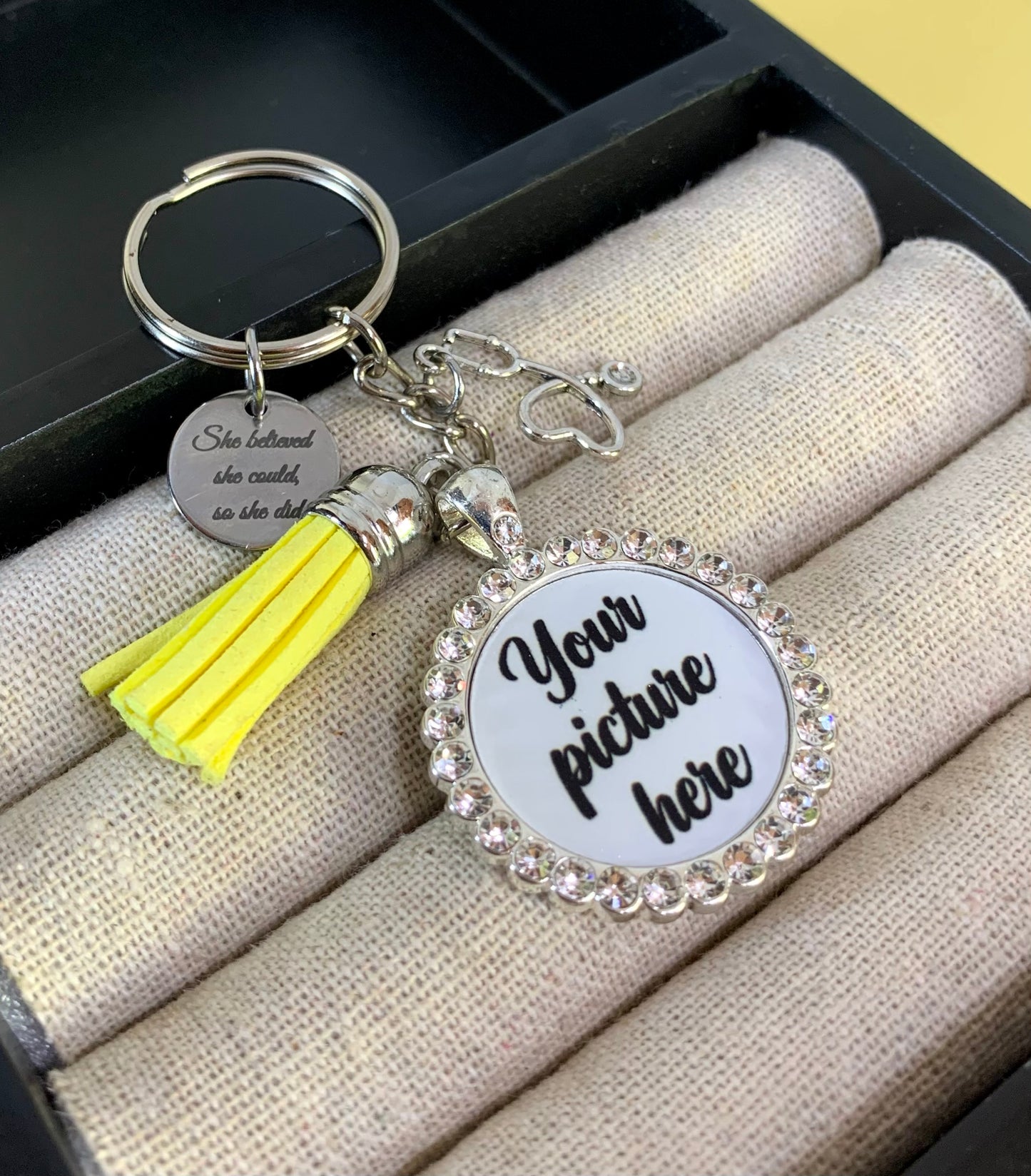 (Nurse) She believed she could so she did rhinestone keychain