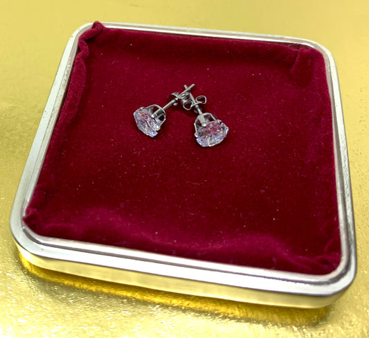 Stainless steel CZ stud earrings