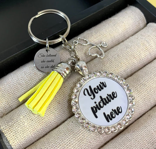 (Nurse) She believed she could so she did rhinestone keychain