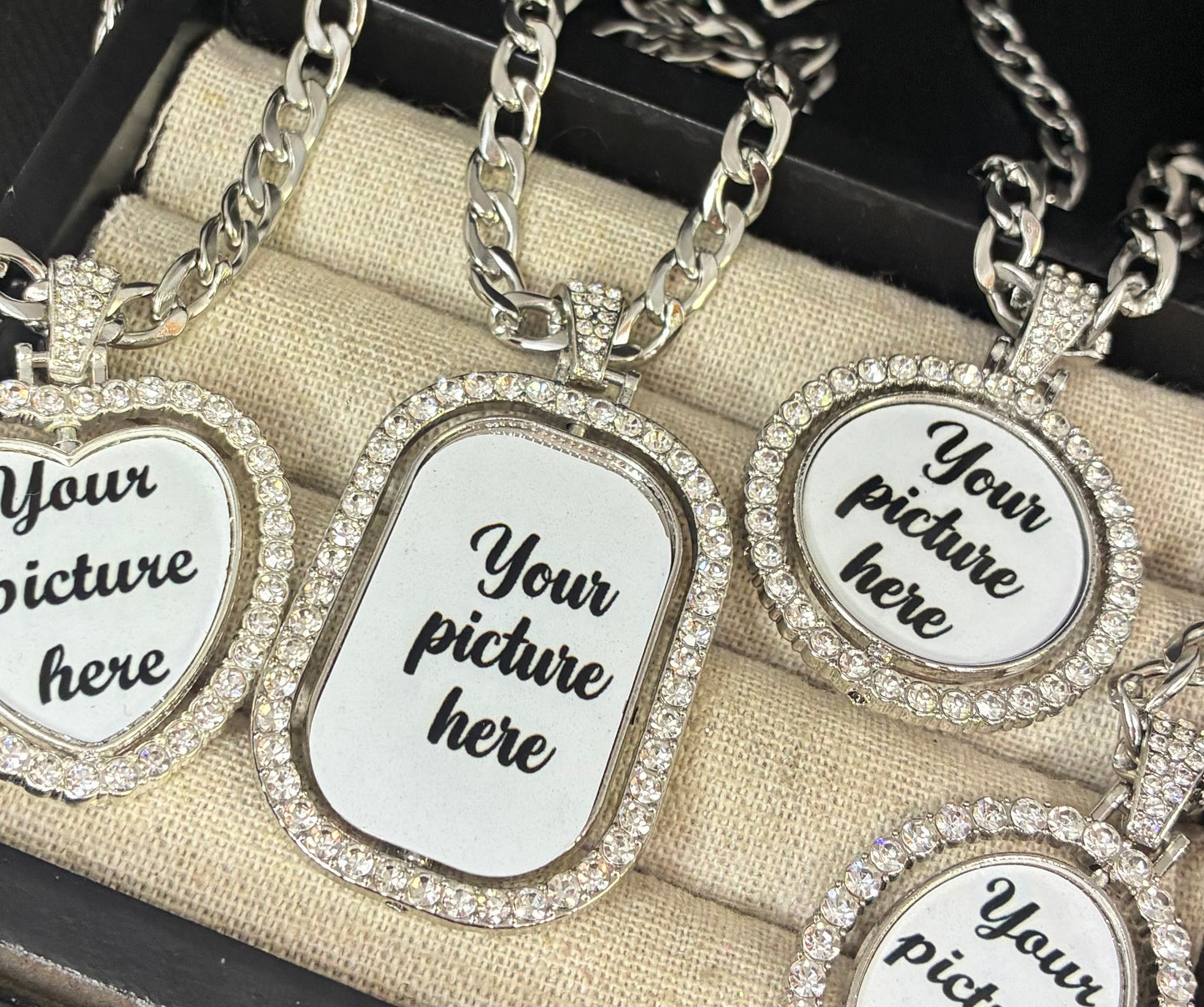 Double sided photo necklace