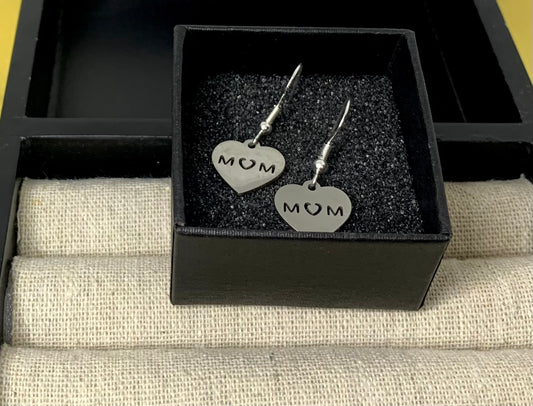 Mom heart earrings