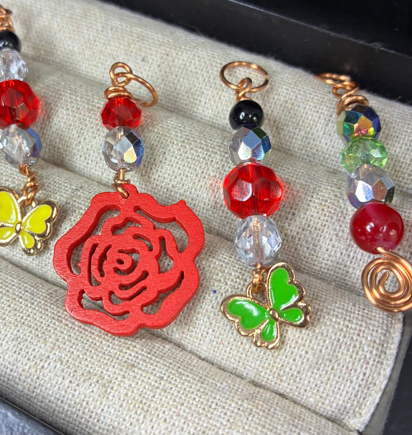 Butterfly/rose hair charms