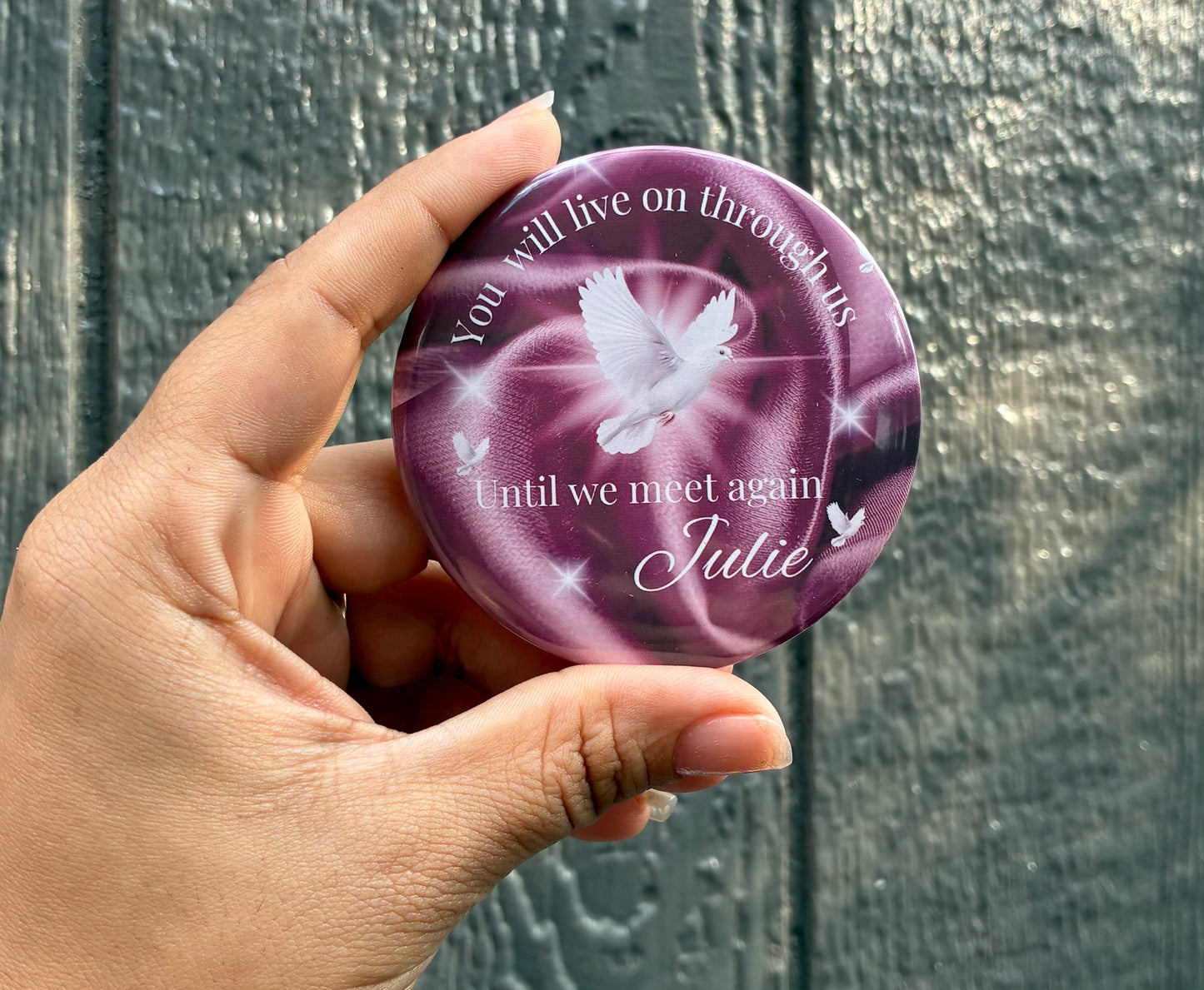 Burgundy memorial funeral button