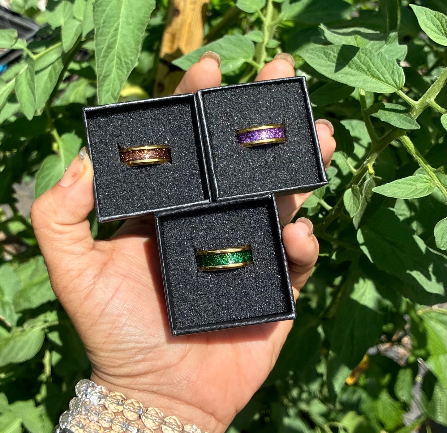 Glitter inlay ring