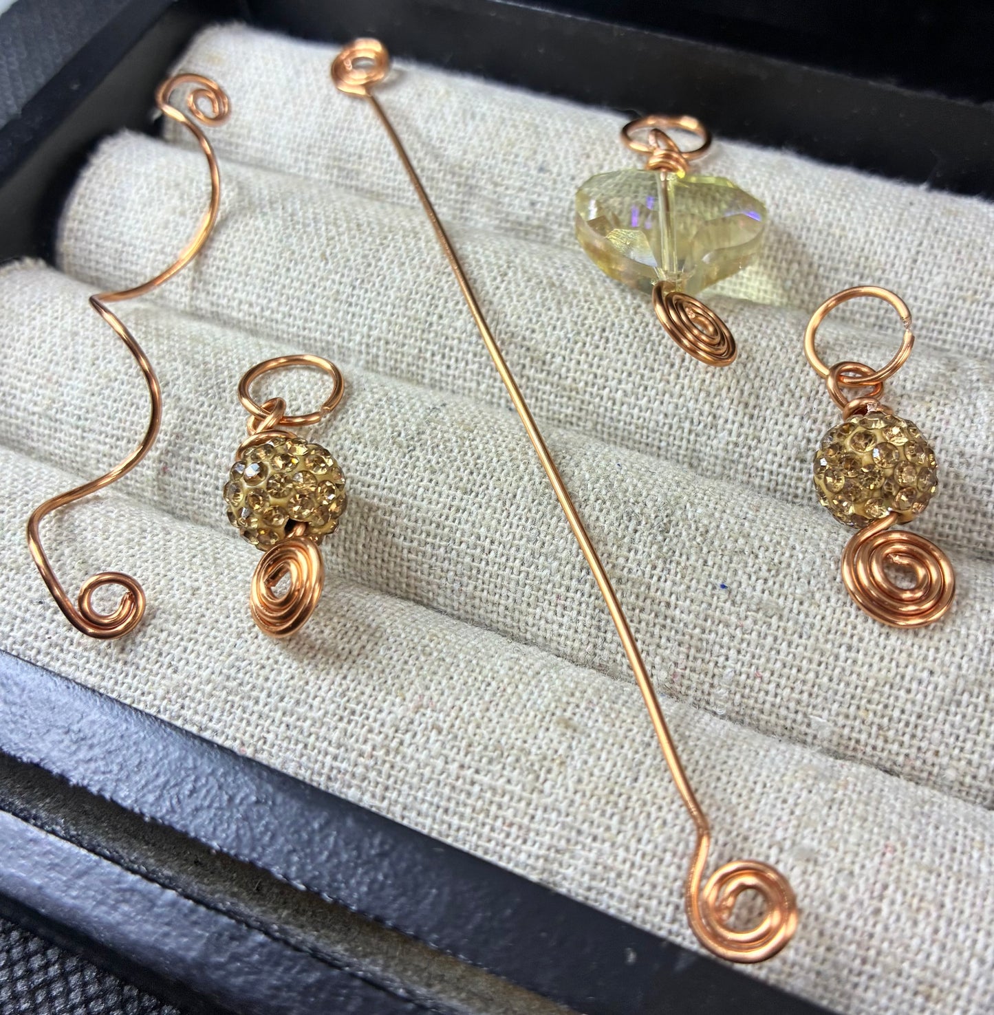Rose gold & champagne hair charms