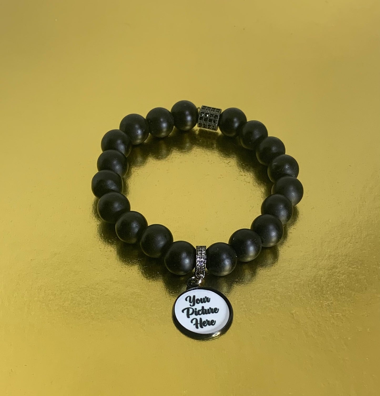 Black unisex photo bracelet