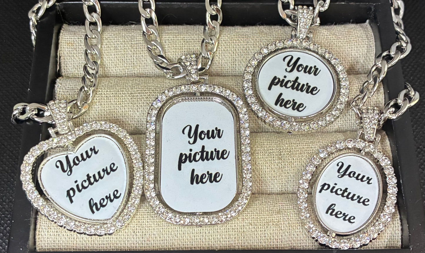 Double sided photo necklace