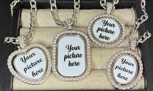 Double sided photo necklace