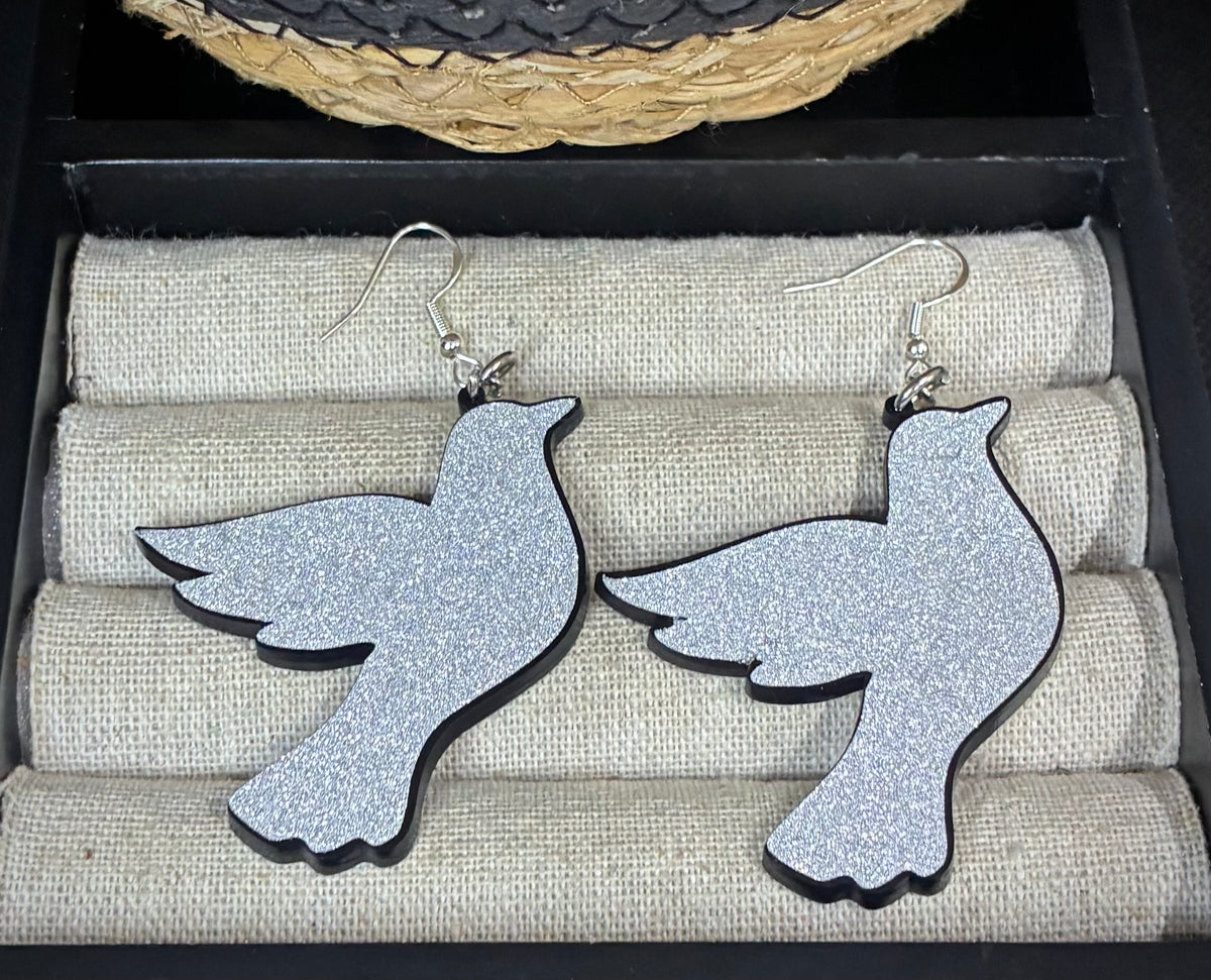 Glitter dove earrings