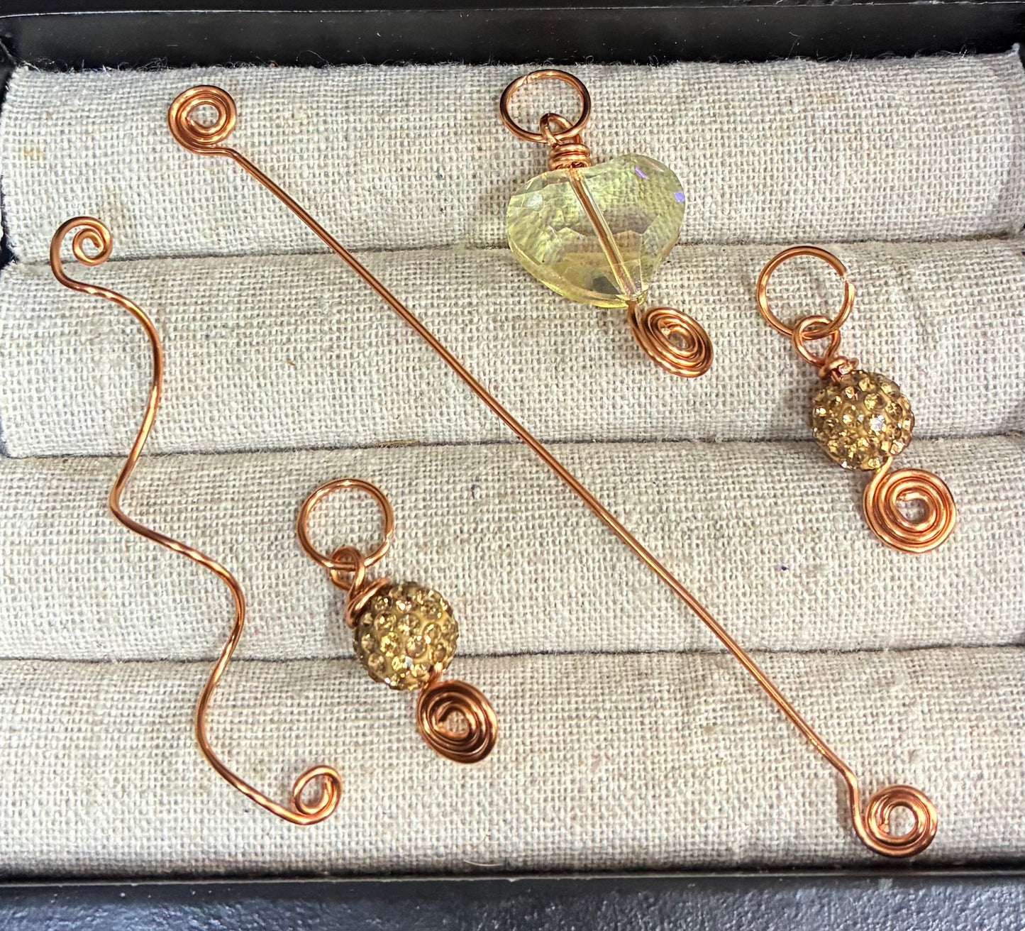 Rose gold & champagne hair charms