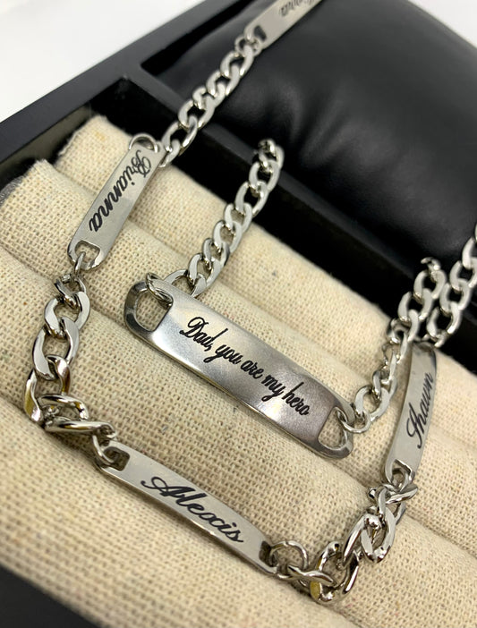 Name link necklace & bracelet set