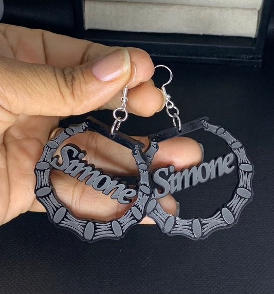 Acrylic bamboo name earrings