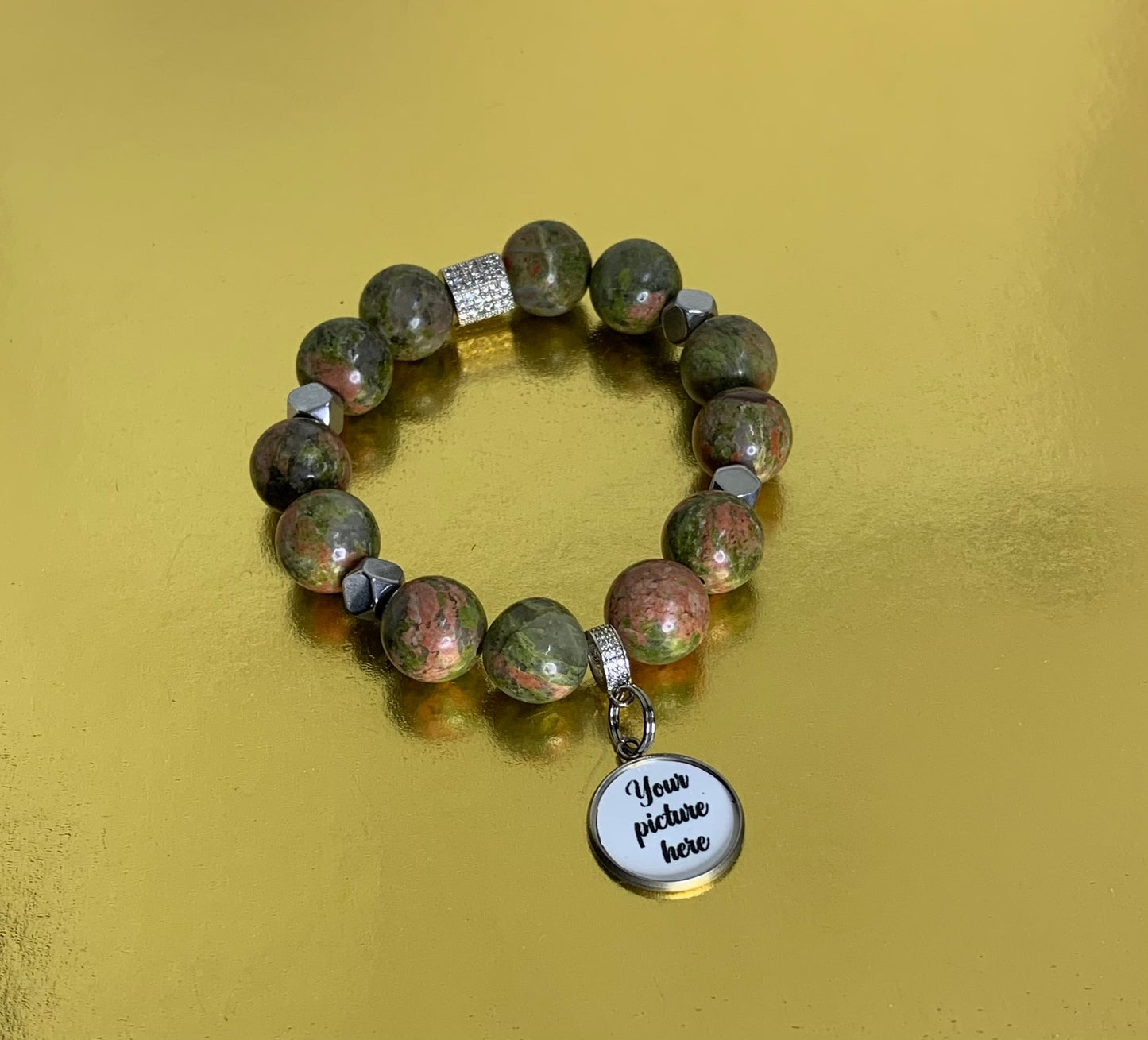 Gemstone beaded photo bracelet