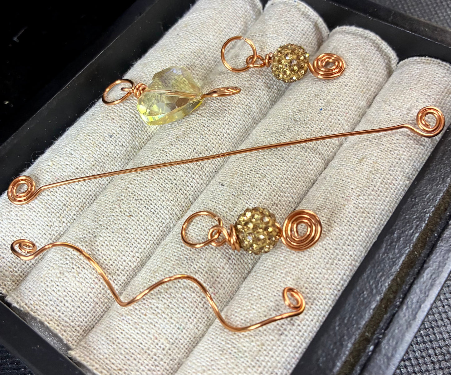 Rose gold & champagne hair charms