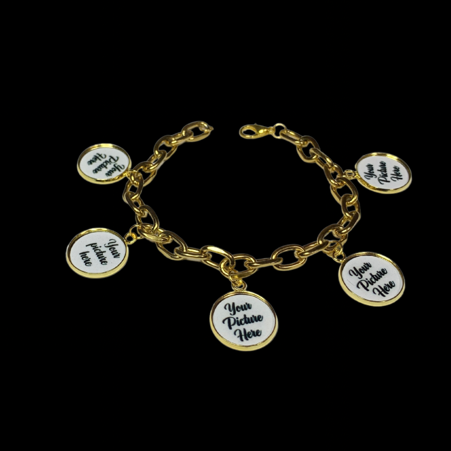 Gold memory charm bracelet