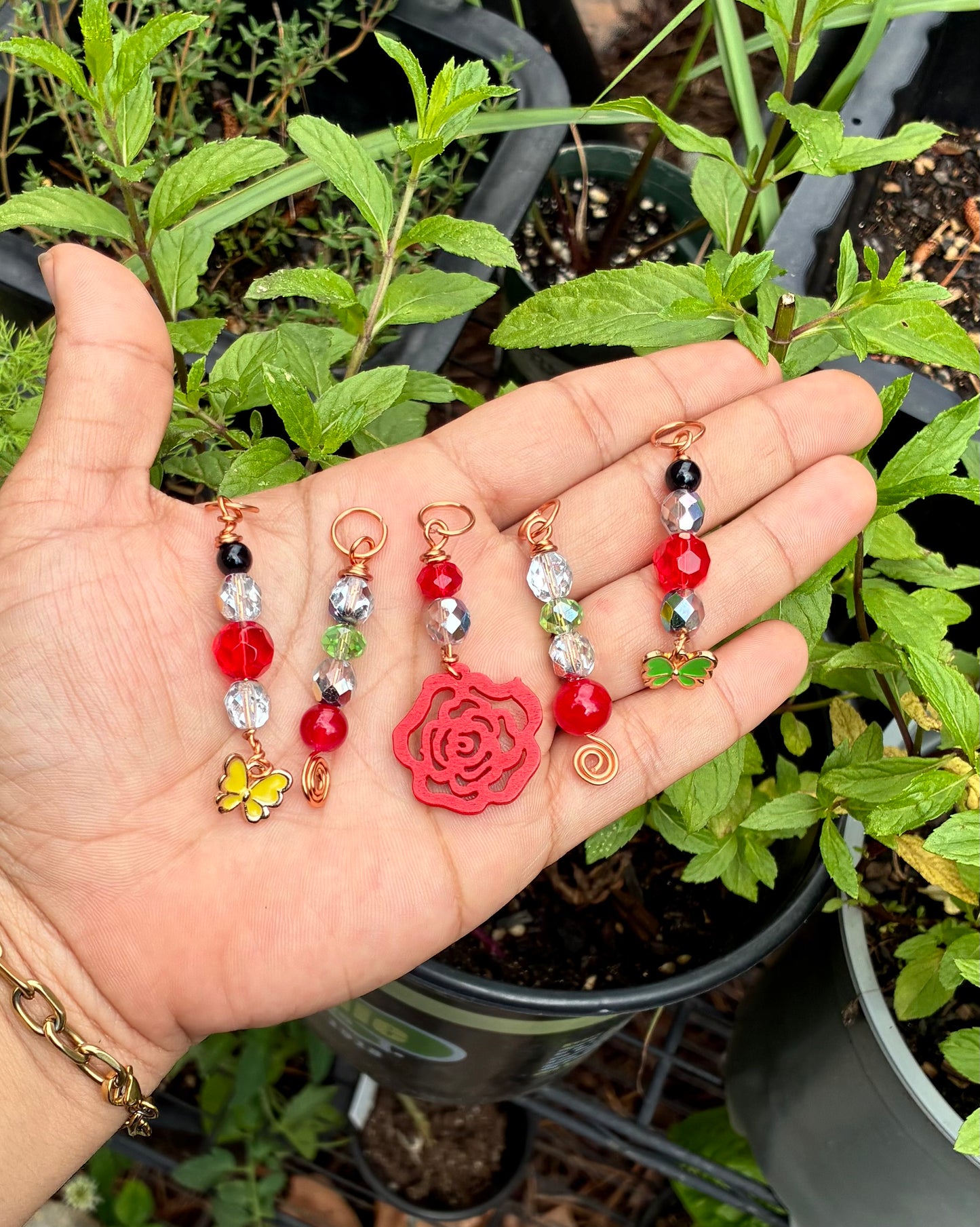Butterfly/rose hair charms
