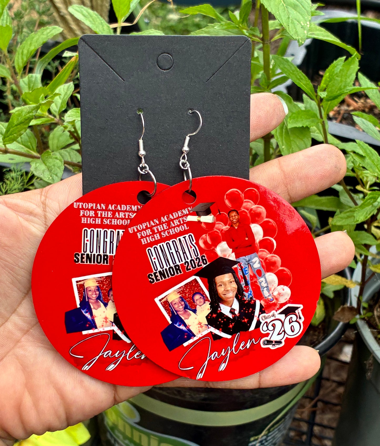 XL grad photo earrings