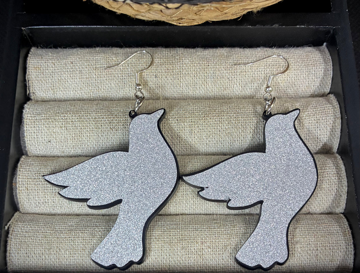 Glitter dove earrings