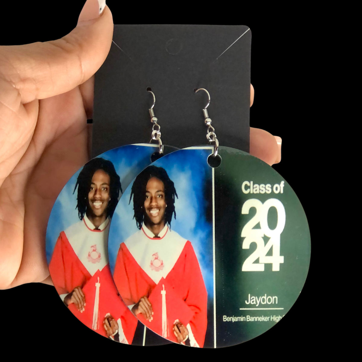 Jumbo grad photo earrings