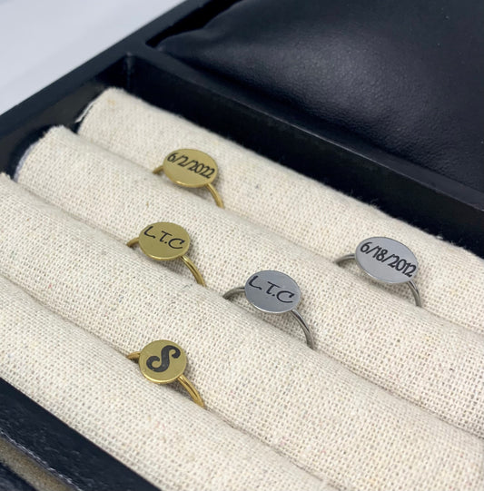 Engraved stainless steel ring